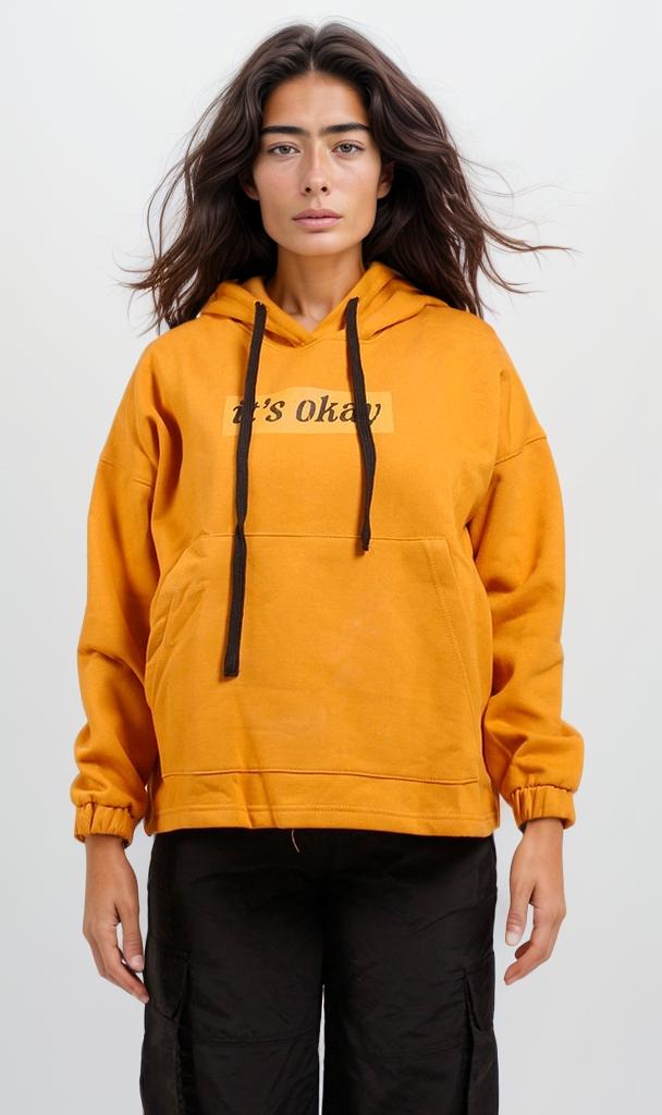o200577-GRAPHIC HOODIE - MUSTARD YELLOW
