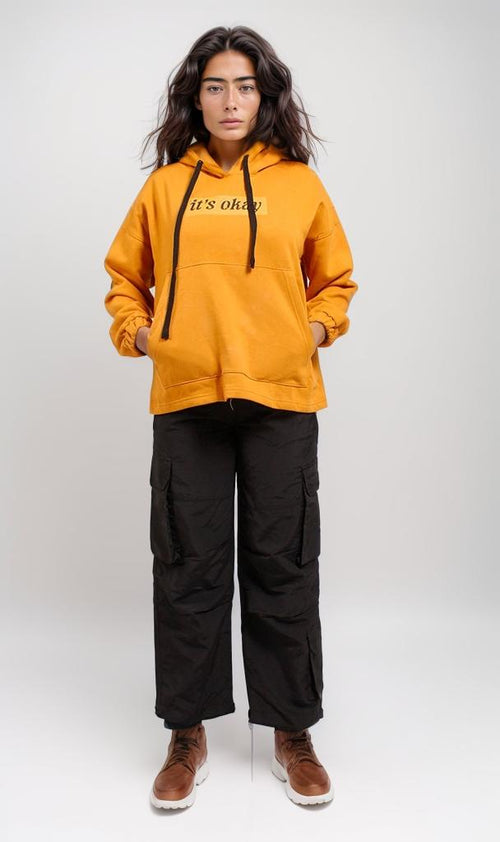 o200577-GRAPHIC HOODIE - MUSTARD YELLOW