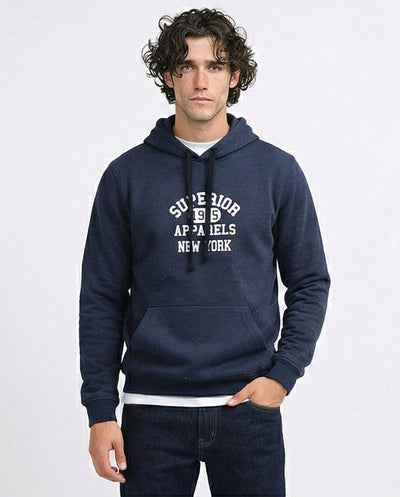 هودي شتوي سهل الارتداء مع طباعة أمامية - رمادي غامق