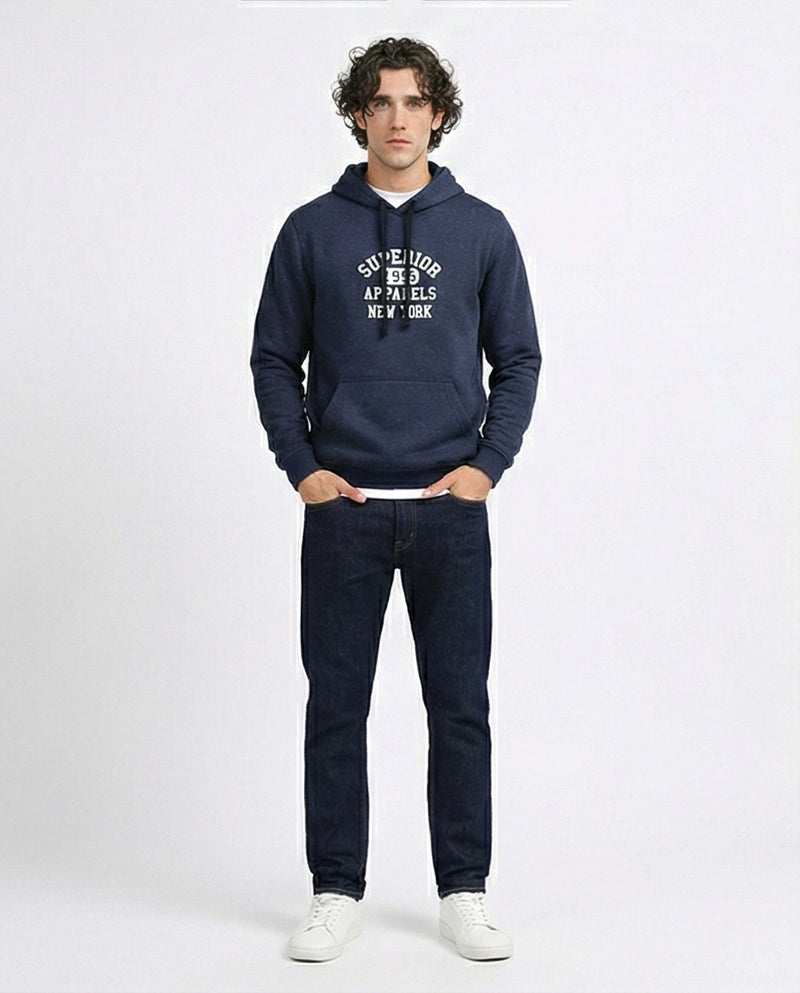 هودي شتوي سهل الارتداء مع طباعة أمامية - رمادي غامق