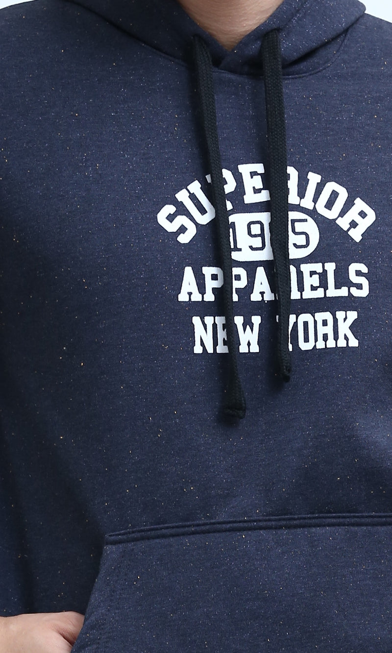 هودي شتوي سهل الارتداء مع طباعة أمامية - رمادي غامق