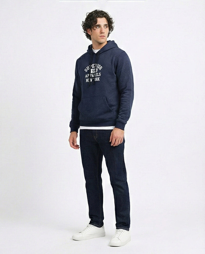 هودي شتوي سهل الارتداء مع طباعة أمامية - رمادي غامق