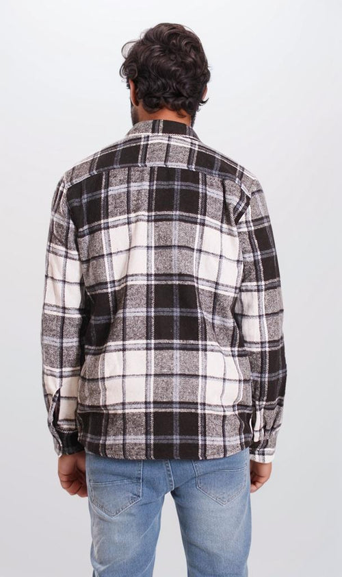 o200608-CHECKERED FLANNEL SHIRT - BLACK & WHITE