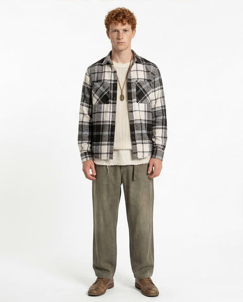 Ravin Men’s Plaid Flannel Shacket – Heavyweight Monochrome Check - o200608