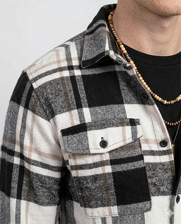 Ravin Men's Brushed Plaid Flannel Shirt – Heavyweight Buffalo Check with Tan Accents - O200611