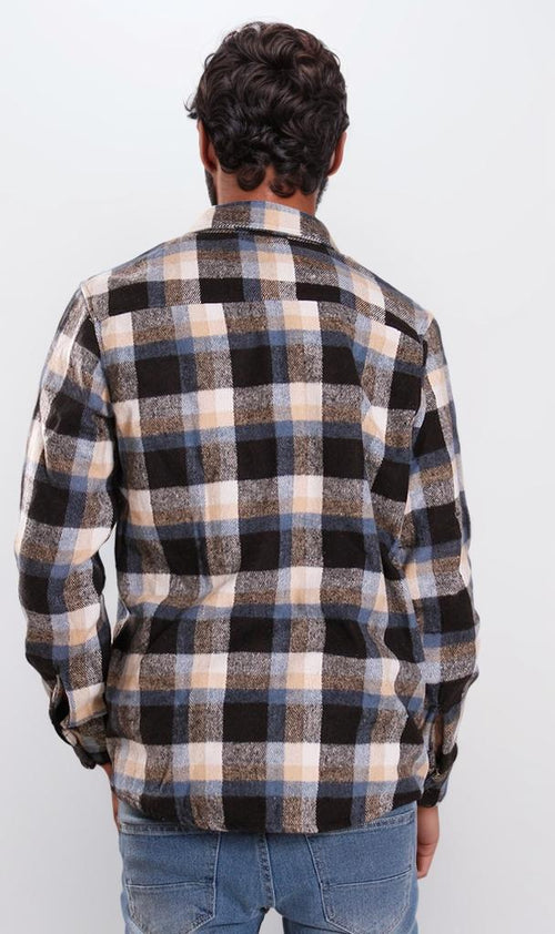 o200614-PLAID FLANNEL SHIRT - BLACK & WHITE