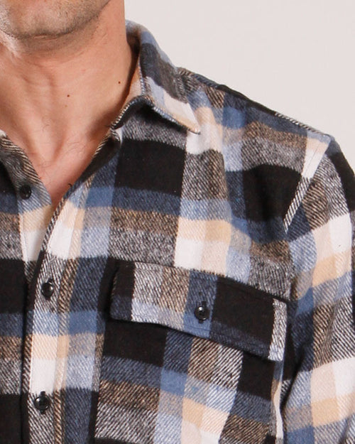 Ravin Men’s Heritage Premium Cotton-Blend Heavyweight Flannel – Navy & Sand - o200614