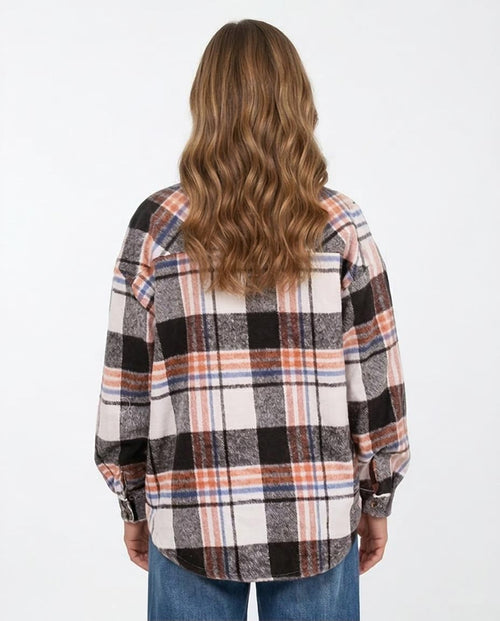Ravin Oversized Multi-Plaid Flannel Shacket with Chest Pockets - Multicolor - O200623