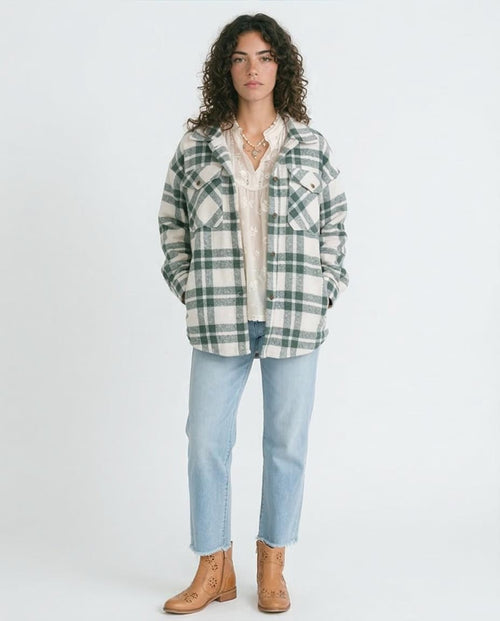 Ravin Oversized Green Plaid Flannel Shacket- GREEN - O200624