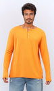 o200708 - Solid Henley Shirt With Buttoned Neck - Hot Orange