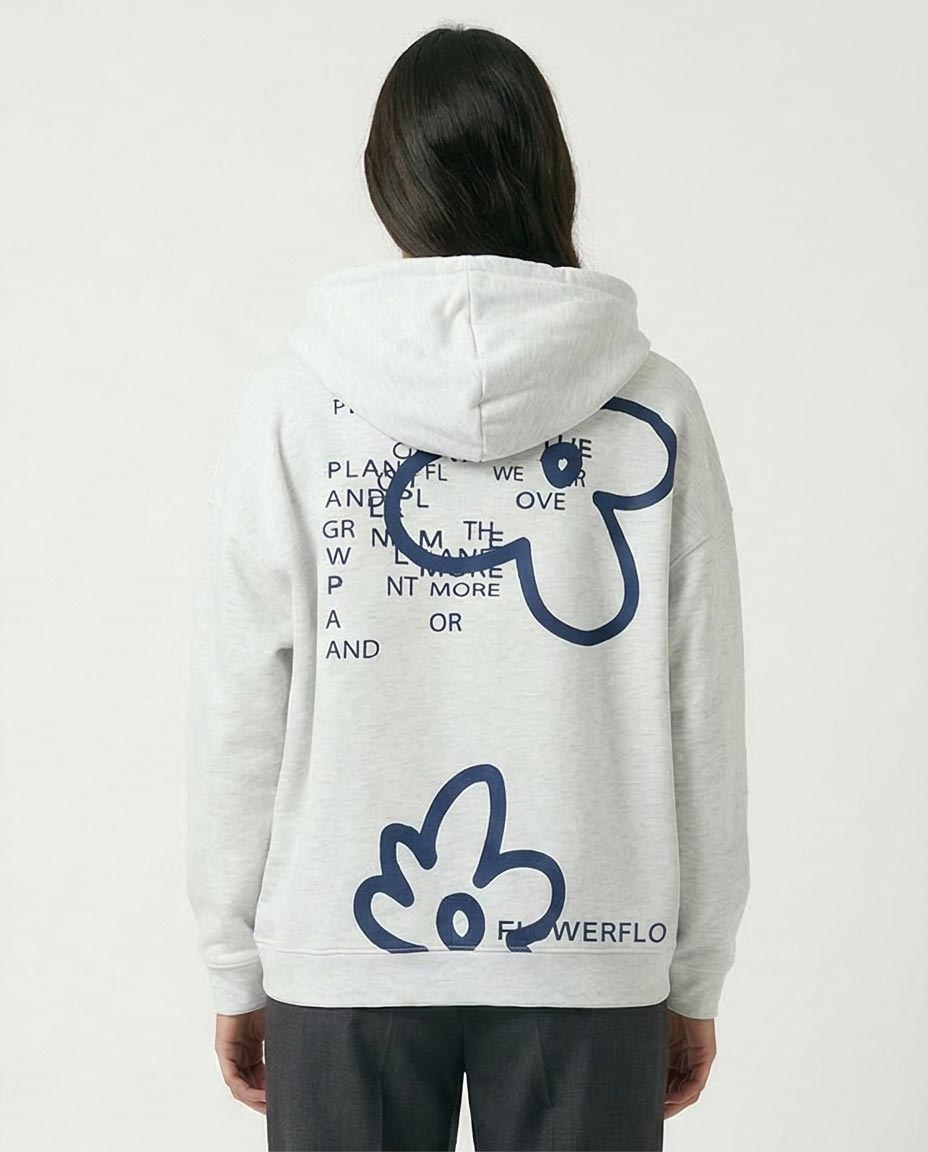 Women's Floral Graphic Zip-Up Hoodie Light Grey Heather - O200712