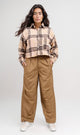 o200715-OVERSIZED CHECKED SHIRT - BEIGE