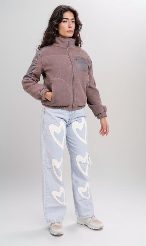 o200771-STRIPED BUTTON-UP SHIRT - WHITE & GREY