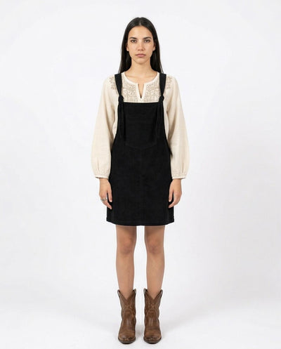 Ravin Women's Tied-Strap Corduroy Pinafore Dress – Black - O200781