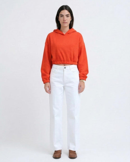 Ravin Orange Embossed Quilted Cropped Hoodie - O200785