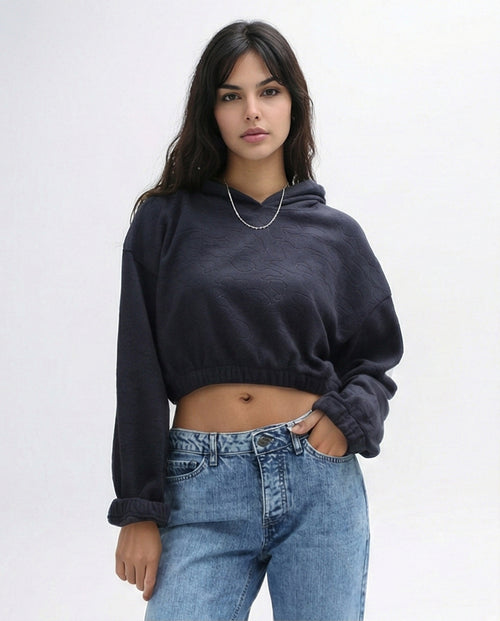 O200787 -  Slip On Black Solid Hoodie With Elastic Hem