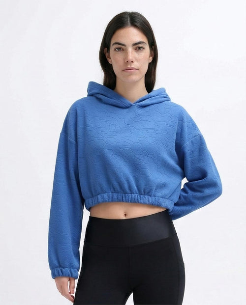 Ravin Women’s Topographic Embossed Cropped Hoodie – Cornflower Blue - O200789