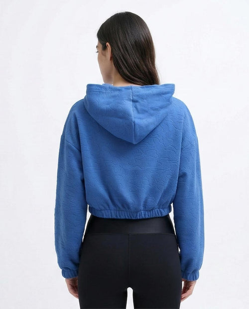 Ravin Women’s Topographic Embossed Cropped Hoodie – Cornflower Blue - O200789