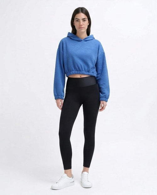 Ravin Women’s Topographic Embossed Cropped Hoodie – Cornflower Blue - O200789