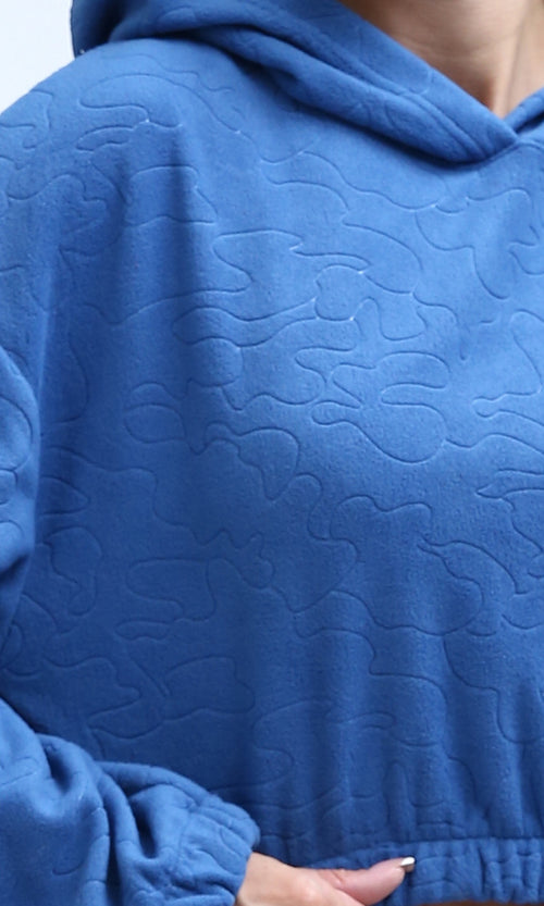 Ravin Women’s Topographic Embossed Cropped Hoodie – Cornflower Blue - O200789