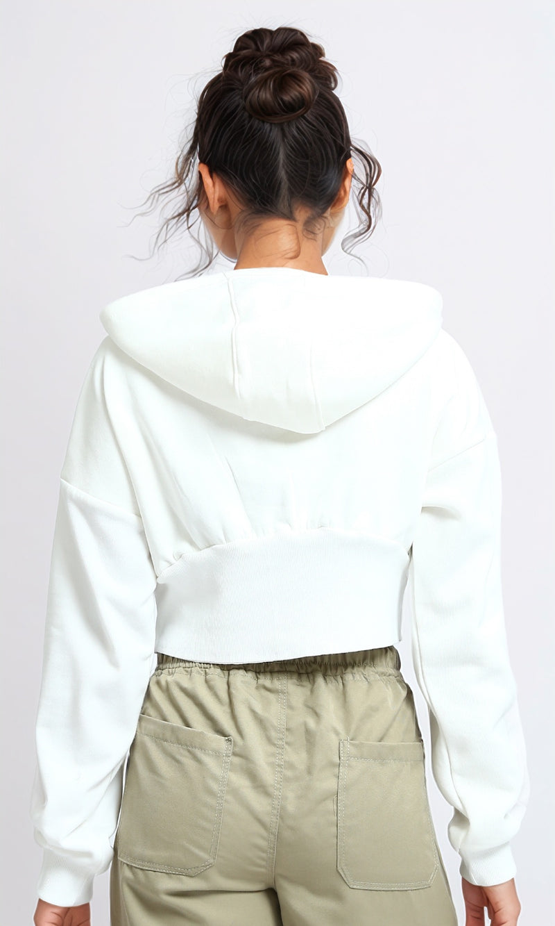 O200884 - Regular Fit Solid Winter Hoodie - White