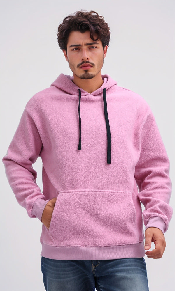 O200901 - Solid Hoodie with Kangaroo Pocket - Light Pink