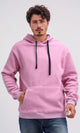 O200901 - Solid Hoodie with Kangaroo Pocket - Light Pink