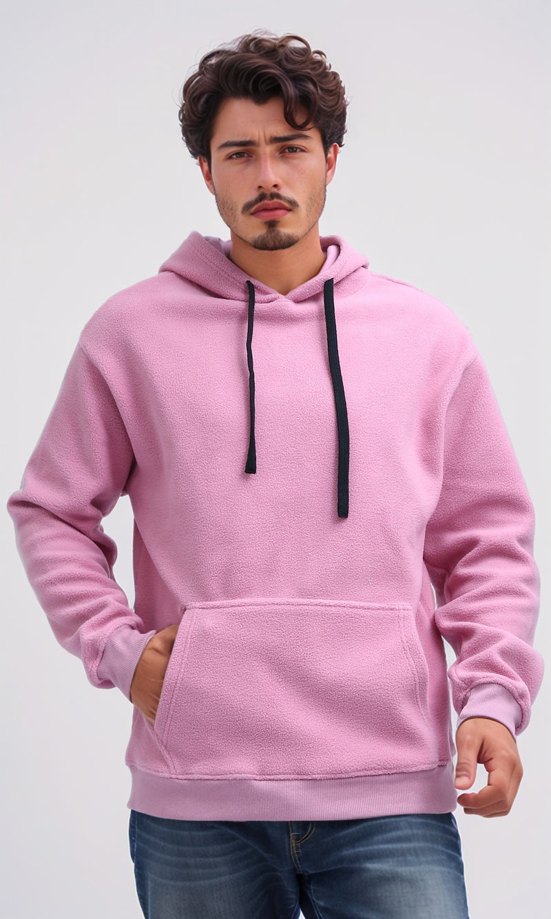 O200901 - Solid Hoodie with Kangaroo Pocket - Light Pink