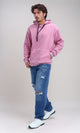 O200901 - Solid Hoodie with Kangaroo Pocket - Light Pink