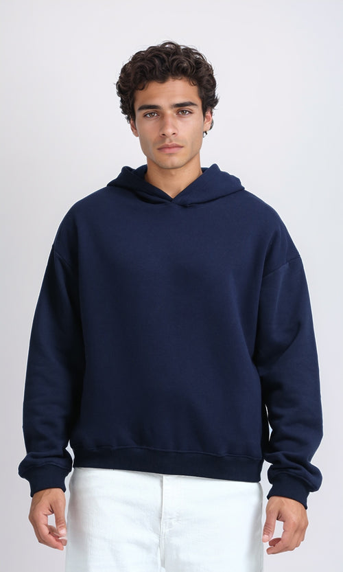 O200907 - Long Sleeves Winter Basic Hoodie - Navy Blue
