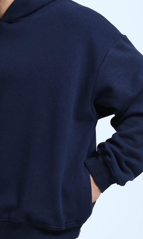 O200907 - Long Sleeves Winter Basic Hoodie - Navy Blue