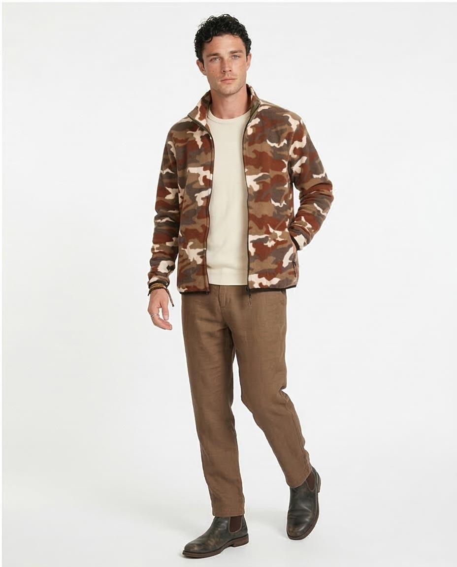 Ravin Camouflage High-Neck Fleece Zip-Up Jacket - O200908