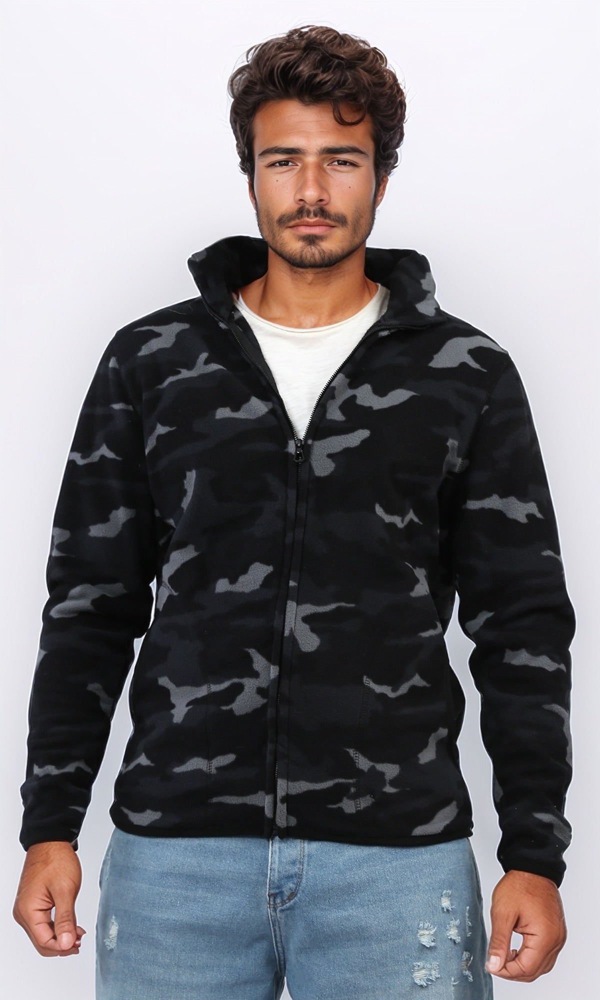 Men's Camouflage Zip-Up Fleece Sweatshirt - O200910