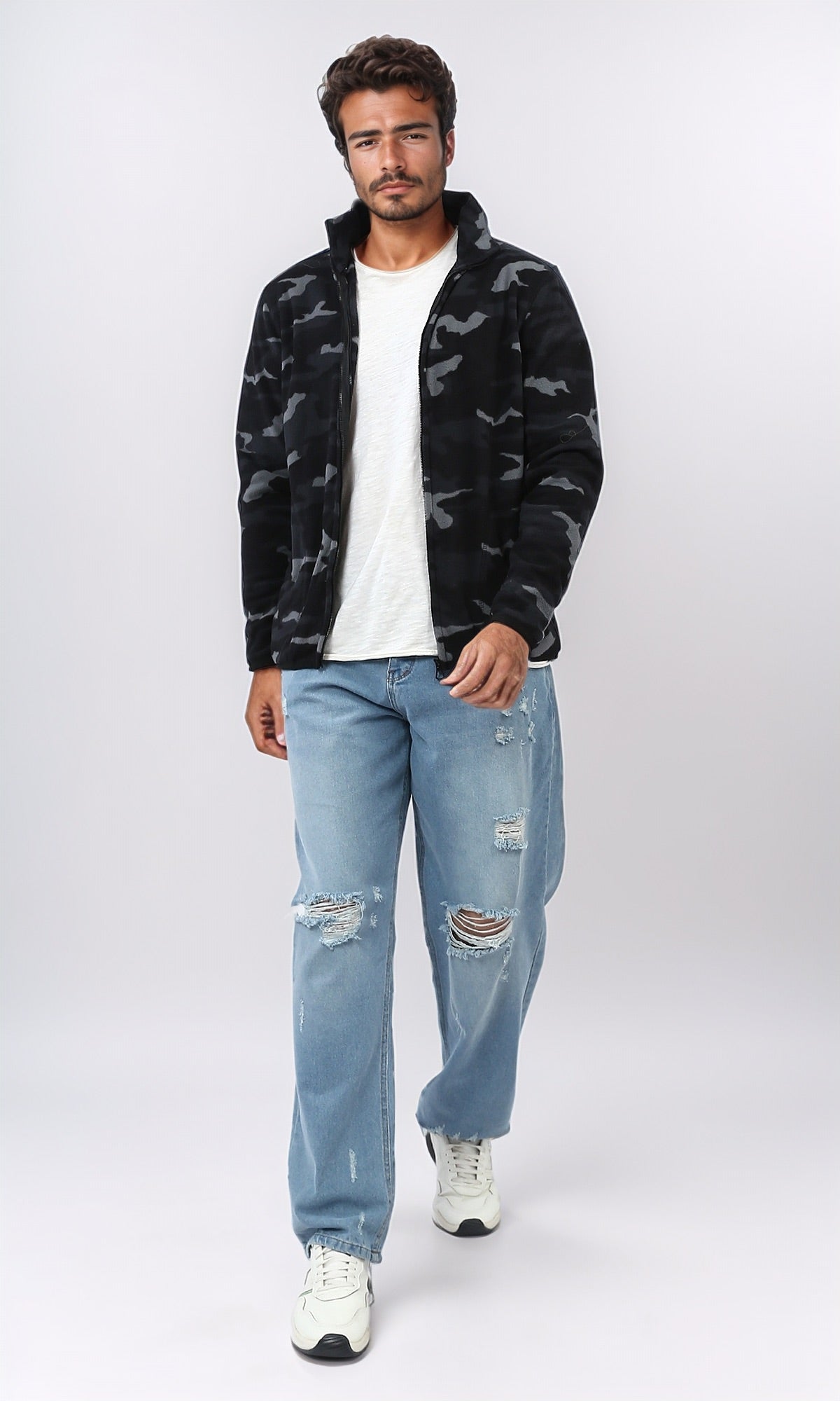 Men's Camouflage Zip-Up Fleece Sweatshirt - O200910