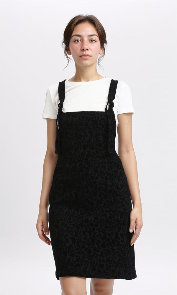 O200911 - Leopard Sleeveless Short Dress - Black