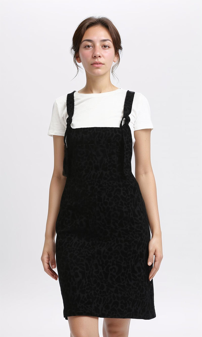 O200911 - Leopard Sleeveless Short Dress - Black