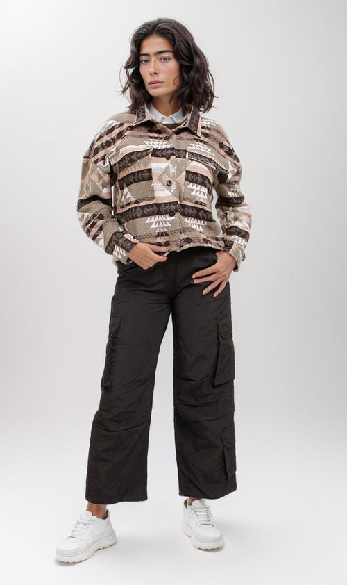 o200916-AZTEC PRINT JACKET - MULTICOLOR