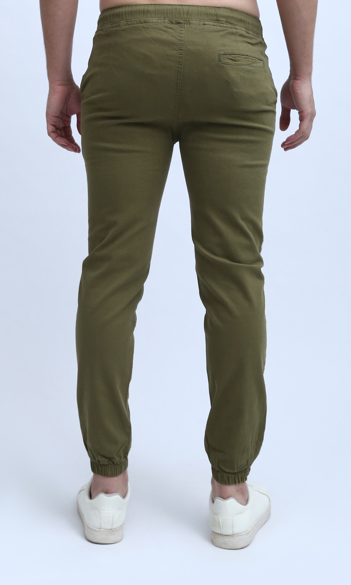 O201041 Elastic Waist Cargo Pants with Drawstring - Olive