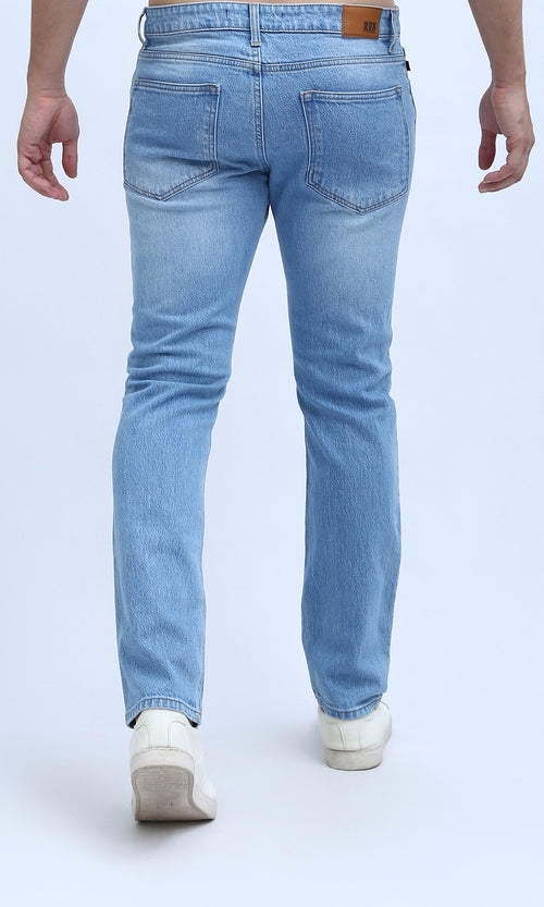 بنطلون جينز أزرق فاتح كاجوال بخمسة جيوب