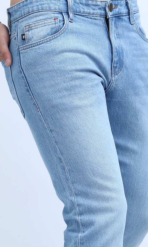 بنطلون جينز أزرق فاتح كاجوال بخمسة جيوب