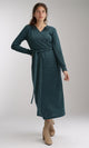 O201115 - Ribbed Midi Dress With Belt - Dark Green
