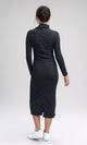 O201116 - Feminine Mock Neck Bodycon Dress - Heather Dark Grey