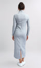 O201117 - Maxi Dress with Long Sleeves - Heather Light Grey