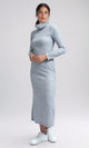 O201117 - Maxi Dress with Long Sleeves - Heather Light Grey