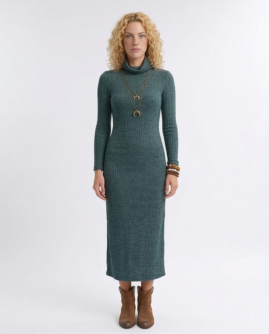 O201120 - Feminine Maxi Dress - Dark Petroleum