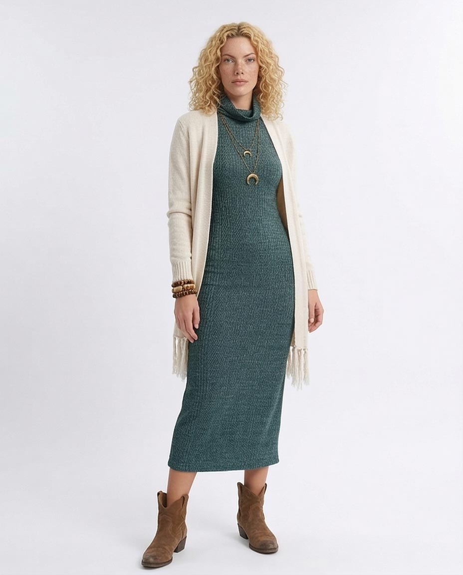 O201120 - Feminine Maxi Dress - Dark Petroleum
