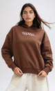 O201121 Printed '' Flourish'' Slip On Casual Hoodie - Brown