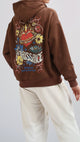 O201121 Printed '' Flourish'' Slip On Casual Hoodie - Brown
