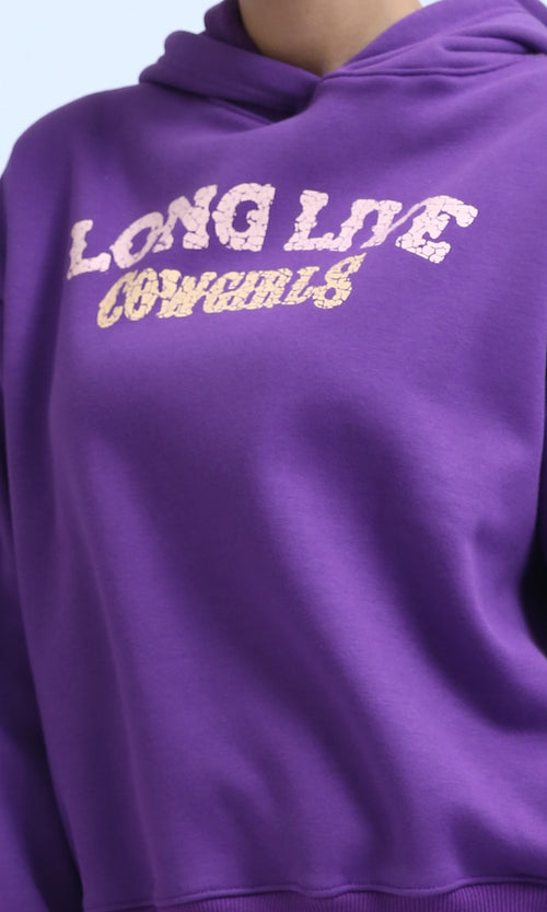 O201122 - Slip On Hoodie with Front & Back Print - Dark Purple