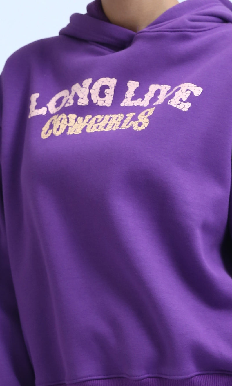 O201122 - Slip On Hoodie with Front & Back Print - Dark Purple